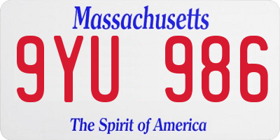 MA license plate 9YU986
