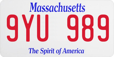 MA license plate 9YU989