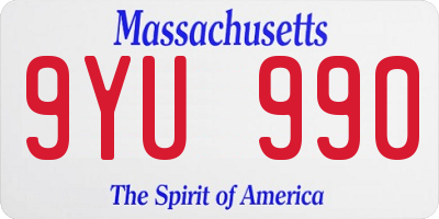 MA license plate 9YU990