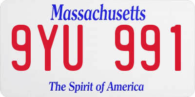 MA license plate 9YU991