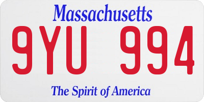 MA license plate 9YU994