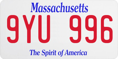 MA license plate 9YU996