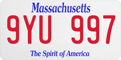 MA license plate 9YU997