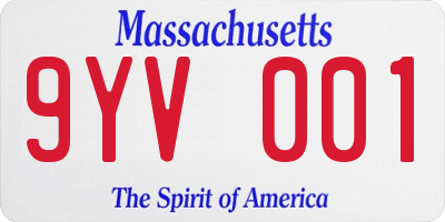 MA license plate 9YV001