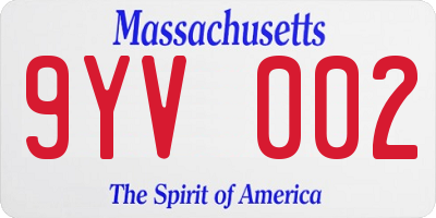 MA license plate 9YV002