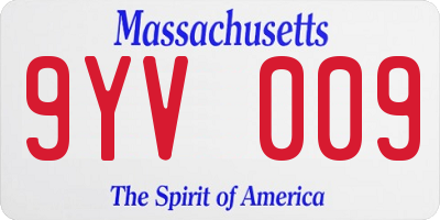 MA license plate 9YV009