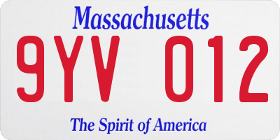 MA license plate 9YV012