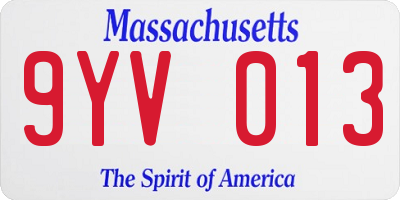 MA license plate 9YV013