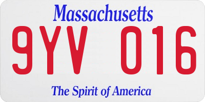 MA license plate 9YV016