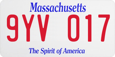 MA license plate 9YV017