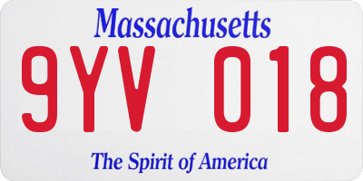 MA license plate 9YV018