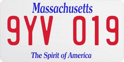 MA license plate 9YV019