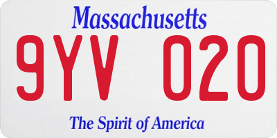 MA license plate 9YV020