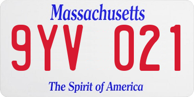 MA license plate 9YV021
