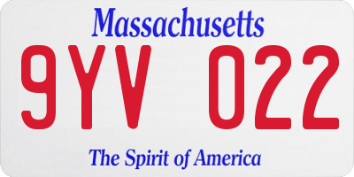 MA license plate 9YV022