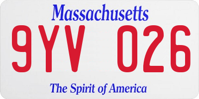 MA license plate 9YV026