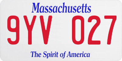 MA license plate 9YV027