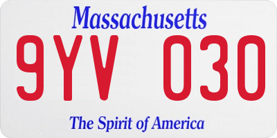 MA license plate 9YV030