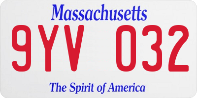 MA license plate 9YV032