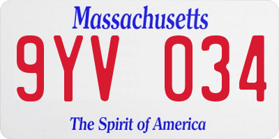 MA license plate 9YV034