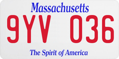 MA license plate 9YV036