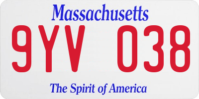 MA license plate 9YV038