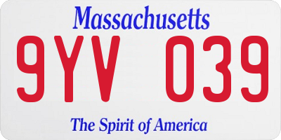 MA license plate 9YV039