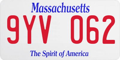 MA license plate 9YV062