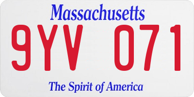 MA license plate 9YV071