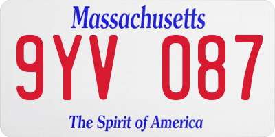 MA license plate 9YV087