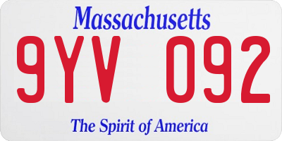 MA license plate 9YV092