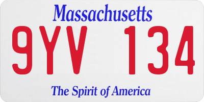MA license plate 9YV134