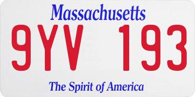 MA license plate 9YV193