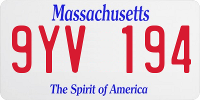 MA license plate 9YV194