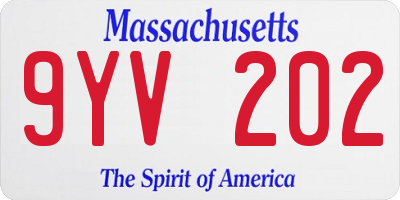MA license plate 9YV202