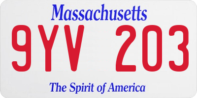 MA license plate 9YV203