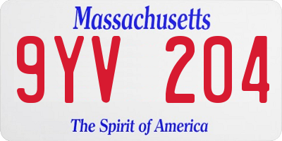 MA license plate 9YV204