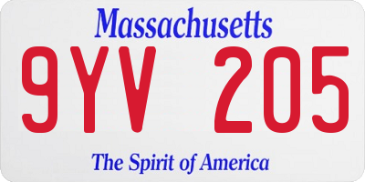 MA license plate 9YV205