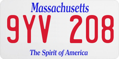 MA license plate 9YV208