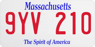 MA license plate 9YV210