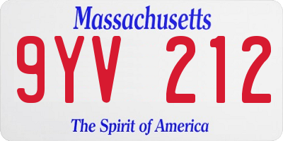 MA license plate 9YV212