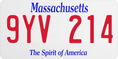 MA license plate 9YV214