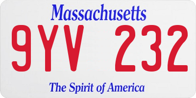 MA license plate 9YV232