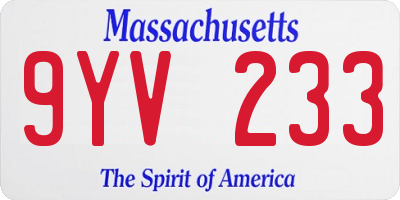MA license plate 9YV233
