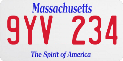 MA license plate 9YV234