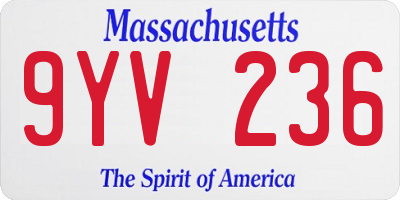 MA license plate 9YV236