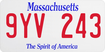 MA license plate 9YV243