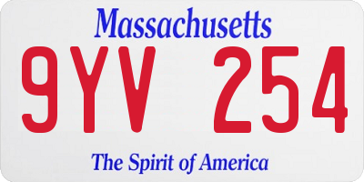 MA license plate 9YV254