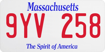 MA license plate 9YV258