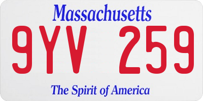 MA license plate 9YV259